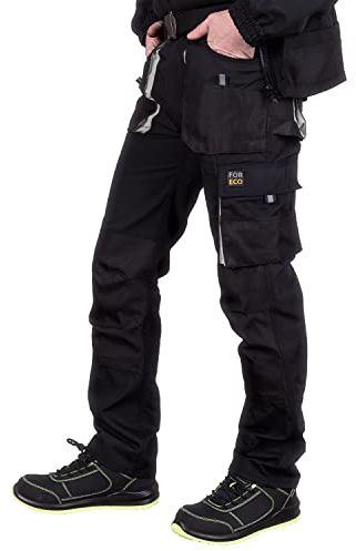 REIS Men's FORECO-T_BJS Work Utility Pants, Schwarz-Hellgrau, 56
