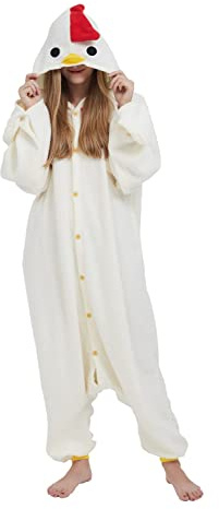 SimZoo Animal Une PièCe Pyjamas Adultes Hommes Femmes Poulet Cosplay Costume VêTements De Nuit Une PièCe Unisexe VêTements De Maison