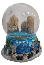 palla di neve con neve,veduta capri faraglioni