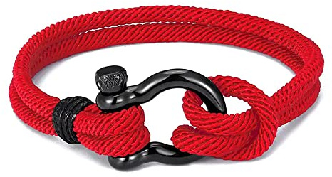 Zense - Röd Nautical Manila flätad reparmband för män ZB0371