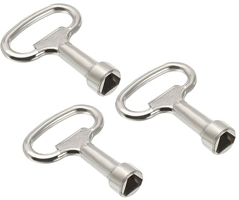 PATIKIL 12.5x7mm Triangle Socket Spanner Key, 3 Pack Electrical Cabinet Gas Water Meter Key for Elevator Lift Door Triangle Panel Lock, Silver