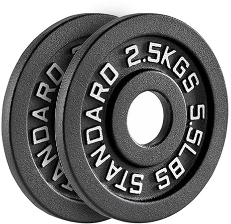 FK Sports Olympic Weight Plates, 2 Cast Iron Weights, Barbell Plates 2.5kg, 5kg, 10kg, 15kg, 20kg, 25kg, Durable Weight Plates for Home Gym & Fitness, Weight Set, Sold in Pair (A) 2 X 2.5KG)