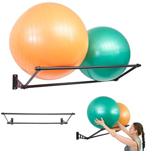 Supporto Per Palla Da Ginnastica | Riordina Gli Spazi | Supporto A Parete Per Palla Da Ginnastica | Supporto Per Palla Da Yoga | Rack Stabile Per Palla Da Ginnastica | Per Palestra E Casa | Nero Opaco