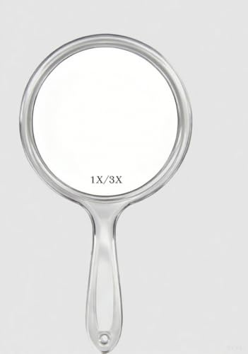Stianiiie Makeup Miroir à Main, Miroir à Main Double Face 1X/3X Miroir grossissant avec poignée, Miroir Mural, (cristallin) 4,8 « x 8,3 »