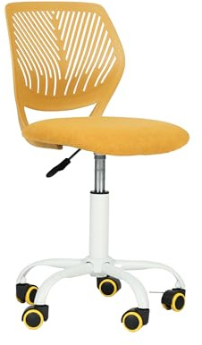 FurnitureR Chaise de Bureau colorée - Design Moderne réglable - Siège d'ordinateur pivotant sans Bras - pour Chambre d'enfant, Bureau à Domicile - Jaune