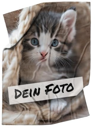 Personalisierte Kuscheldecke mit Foto - personalisierte Fotodecke - Kuscheldecke mit Ihrem Bild - Fotodecke selbst gestalten - Decke Hochformat 75 x 100 cm 1 Foto Design 75 x 100 cm