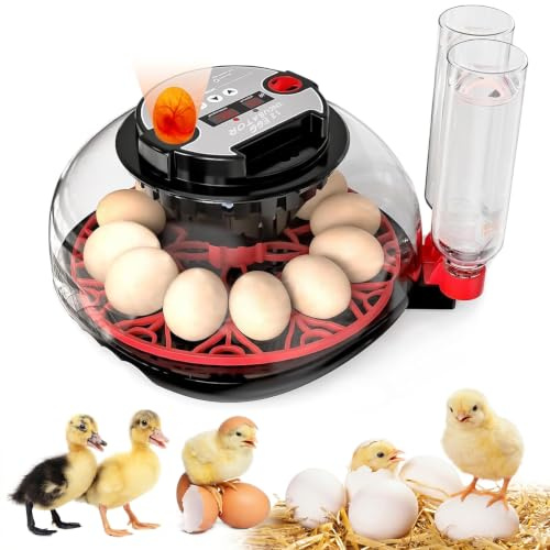 Egg Incubators for Hatching Eggs, Incubator for 12 Eggs with Automatic Turning & Auto Water Filling, Temperature & Humidity Control, Egg Incubator for Chicken, Quails, Ducks, Goose, Pigeon, Parrot