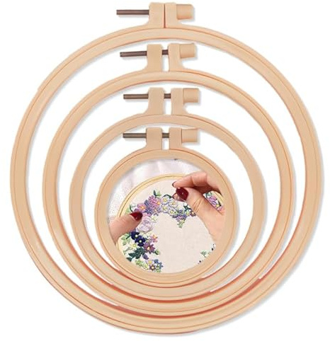 4 piezas de aros de bordado, tambores de bordado de plástico, círculo de bordado redondo ajustable, sin rebabas, suave y ligero, para bordado, ilustraciones, herramientas de bricolaje