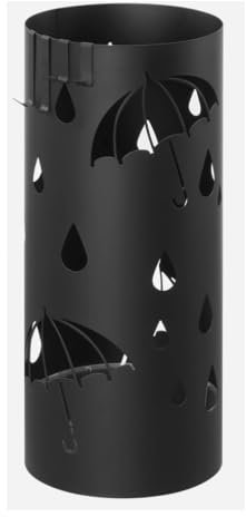 DIBALIYI Schirmständer aus Metall, Runder Regenschirmständer, Schwarz Umbrella Stand mit 2 Haken, Abnehmbarer Schirmständer Regenschirm für Heimbüro und Innenbereich 17 x 7 Inch