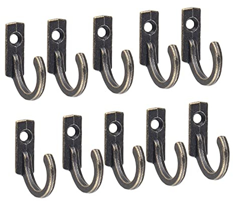 Percheros Para Colgar Abrigos Paquete de 10 perchas de gancho for abrigos individuales, percheros montados en la pared, percheros de ropa Vintage for uso en el hogar, la cocina, el baño Perchero Para
