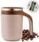 Kytpyi Tazas de Cafe, Termo Cafe, 380ml Mezclando Automáticamente Taza acero Inoxidable con Asa Tapa, Doble Capa Anti-quemaduras Coffee Cup para Casa Escuela Oficina (Marrón)