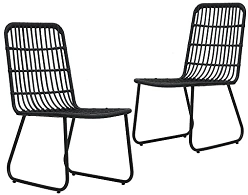 KTHLBRH Juego de 4 Sillas de Ratán Sintético para Exterior con Estructura de Acero y Respaldo Ergonómico, Mobiliario de Bistró Resistente a la Intemperie y Oxidación, Capacidad