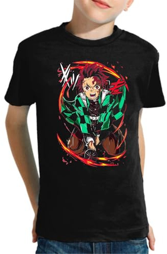 the Fan Tee Camiseta Infantil de Niño Niña Dibujos Animados Demon Cazadores de Demonios, técnicas de respiración, Silencio del Agua, Danza del Dios del Fuego 014 8 años