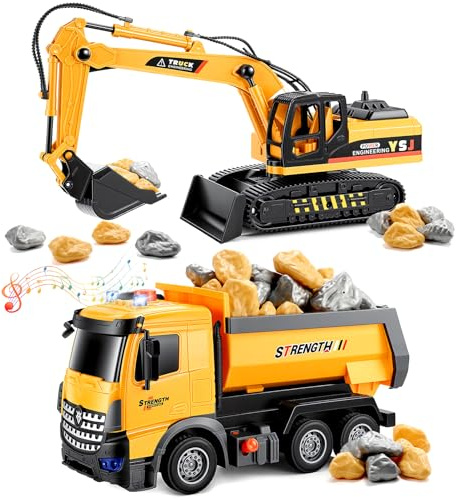 EUTOYZ Toy Cars for Boys, Construction Toys for 2-7 Year Old Girls Boys Toys Age 2 3 4 5 6 Digger Truck Toy Birthday Easter Gifts for 1-6 Year Olds Girls Boy Kids Toys Age 1-6 Year Old Toddlers Cars