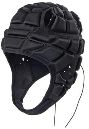 Baoblaze Casco da Rugby per Bambini, Protezioni per La Testa da Rugby, Morbido Imbottito, Regolabile, per Portiere, Casco da Football Americano, per Pattinaggi, M Nero