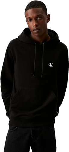 Calvin Klein Uomo Felpa Ck Essential con Cappuccio, Nero (Ck Black), L