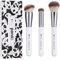 DUcare Travel Makeup Brushes 3Pcs Powder Concealer Contour Kabuki Face Blush Bronzer Foundation Makeup brush set Synthetic Cosmetic Tools - White