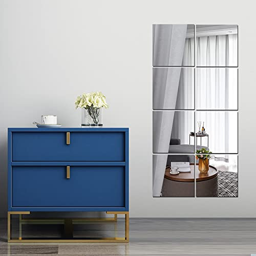 Beser Lee Full Length Wall Mirrors, Body 8pcs Acrylic Plexiglass Mirror Wall-Mounted Frameless Over the Door Large Long Home Workout Gym Dance for Walls Dorm Floor Tile Self Adhesive