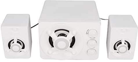 Haut-parleurs filaires pour ordinateur portable, système 2.1, entrée auxiliaire 3,5 mm, Plug and Play, contrôle du volume, haut-parleur multimédia pour ordinateur portable pour gaming (blanc)