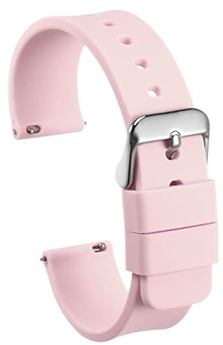 sourcing map Silikon Uhrenband 14mm Breite Schnellspanner Weich Gummi Ersatz Uhr Riemen mit Edelstahl Schnalle für Männer Frauen Rosa