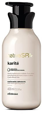 O Boticário Nativa SPA Karité Shea, Crema Hidratante Corporal, Perfumada Loción Para El Cuerpo con Gotas de Quinoa para Más Hidratación 400 ml