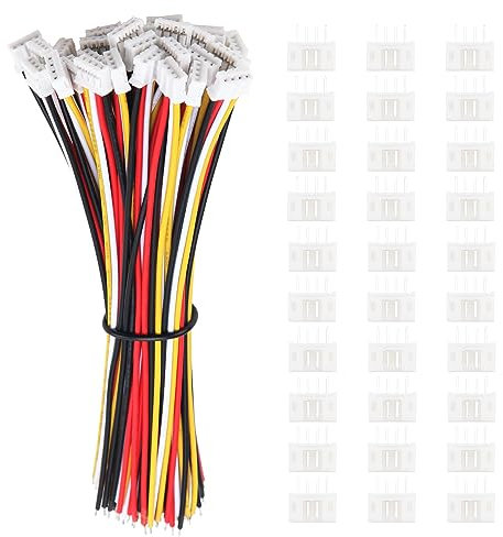 Lyeteung 30 Sets Mini Micro JST 2.0 PH 4 Pin Connector Plug Male with 150mm 22AWG Cable & Female Connector