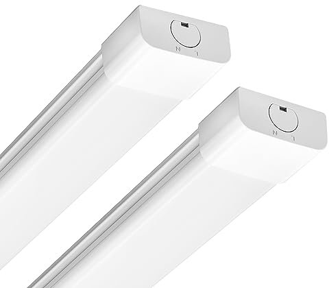 Anten 2stk Feuchtraumleuchte LED 120cm, 36W 4000LM LED Neonröhre, Kalteweiß 6000K Feuchtraumlampe, IP65 Wasserfest Wannenleuchte, Werkstattlampe, Kellerleuchte, Deckenleuchte für Büros Lager Garage