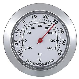 PURPLELILY Stainless Steel Cigars Moisture Meter Hygrometer Thermometer Pocket Cigarettes Damp Detector Home Offices, Diameter:43mm/1.69'', White-C