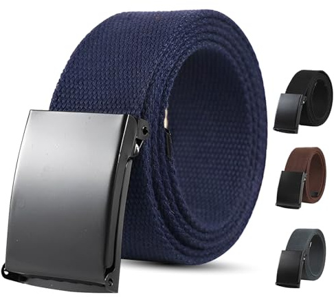KISUOMAOYI Belts For Men,Adjustable Mens Belt with Flip-Top Solid Black Buckle,Work Belts for Men & Women,Quick Release Canvas web Belt for Commuter, Leisure Sports(Navy Blue)