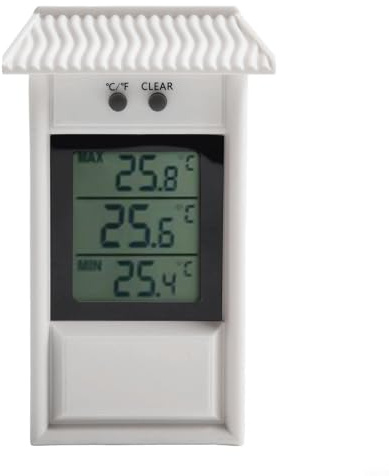 greenhouse garden thermometer outdoor thermometers weatherproof Waterproof Digital Display Max Min Wall Mounted for Indoor Outdoor Home(white)