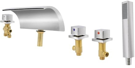 Robinet de baignoire à 5 trous - Avec pommeau de douche - Mitigeur monocommande moderne - Pour lavabo et salle de bain