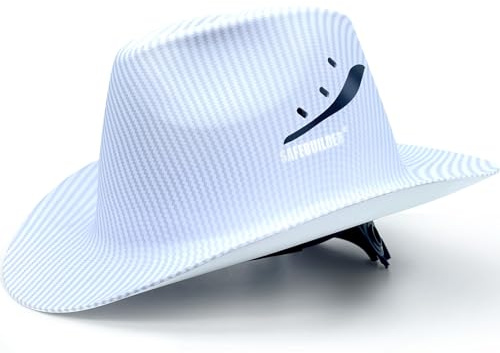 SAFEBUILDER Cowboy Style Hard Hat Class C Safety Helmet Vented Full Brim Hard Hats Work Safety Helmet for Men and Women Outdoor,Industrial,Construction Head Protection- ANSI Approved (Matte White)