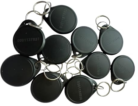 YARONGTECH RFID-nyckelbricka med dubbla frekvenser 125 Khz EM4100 och 13,56 Mhz RFID 1K chipkedja (paket med 10), Svart, Dual Frequency