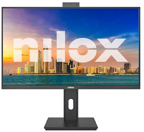 Nilox NXM24RWEB02B Monitor Business 24'' IPS Full HD 120 Hz (Nero), Webcam FHD Integrata, Regolabile, Connessioni HDMI/DP/VGA
