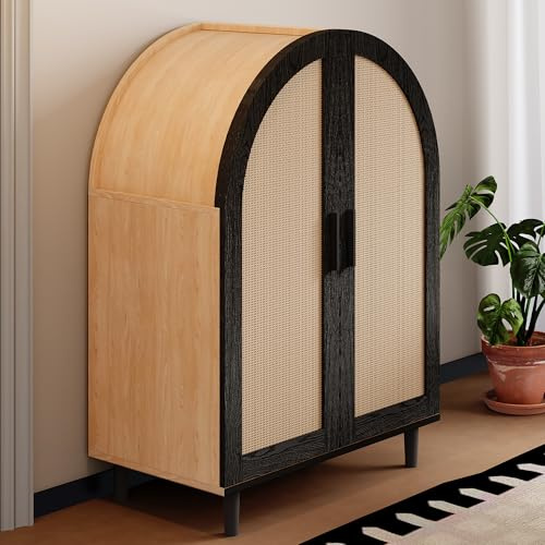OKMYHOME Aparador - Mueble de almacenamiento para zapatos con 2 puertas y 3 estanterías, almacenamiento práctico, 70 x 100 x 40 cm, natural