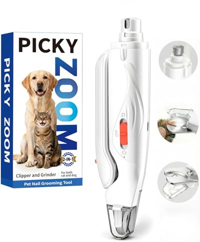 2-in-1 Dog & Cat Nail Clippers and Grinder with Light – Upgraded Safety Guard to Avoid Overcutting, Sharp Blade, Painless Quiet Pet Nail Claw Trimmers, Professional Grooming Tool for Large Small Pets