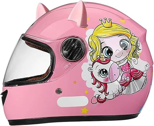Barn Integralhjälm Pojkar Flickor Integralhjälm Motorcykelhjälm För Cykel Elscooter Cruiser Moped Gokart 3-12 År Ungdom A,48-55cm