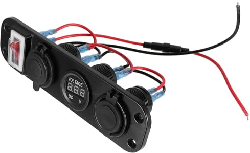 BESTYASH Caricabatterie Pannello Digitale Doppia Presa USB e Accendisigari, Voltmetro LED Integrato, Compatibile Auto e Imbarcazioni 12-24V, Ricarica Simultanea Dispositivi Mobili in
