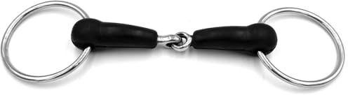 Equine Smile ES0233 Mors à eau Mors en caoutchouc simple cassé avec caoutchouc en acier inoxydable Diamètre de l'anneau 65 mm Épaisseur 20 mm (14,5 cm)
