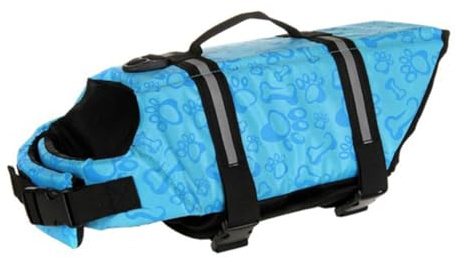 GATHINESS Giubbotto di Salvataggio per Cani Blu Oxford Rete Traspirante e Fodera Rinforzata, Regolabile e Facile da Indossare per Spiaggia e Barca