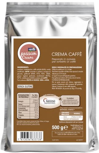 Nestle Professional Passion Cream Crema Caffè 500g, Preparato in Polvere per Sorbetto al Caffè, Crema Fredda al Caffè, Senza Glutine, Ideale per Bar, Gelaterie, Ristorazione e Uso Professionale