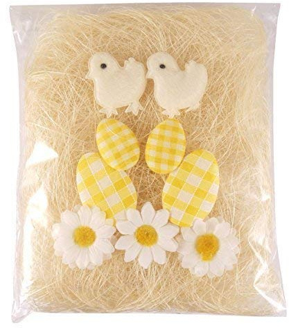 CREAM Easter Bonnet Decorating Kit 10 Piece Chicks Eggs Flowers & Grass Craft Pack