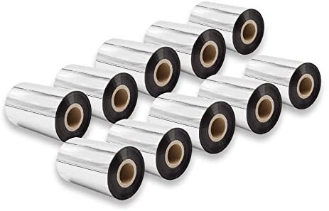 vhbw 10x Thermotransfer-Band kompatibel mit TSC TTP-247, TTP-246M Plus Drucker Etikettendrucker, Wischfest, 100 mm x 300 m, Wachs-Plus Schwarz