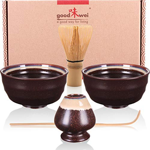 Goodwei Japonaise Ensemble de deux à Thé Matcha avec Chasentate (Kumo), Céramique, 2x 180 ml