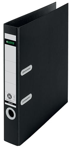Leitz Qualitäts-Ordner 180°, A4, 5 cm Rückenbreite, 100% recyclebar, Umweltfreundlich, Qualitativ hochwertig, Recycle-Serie, Schwarz, 10190095