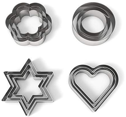 Cookie Cutter, 12 Pieces Cookie Cutters Shapes Pastry Cutter Biscuit Cutters Baking Set Christmas Cookie Cutter Stainless Steel Heart Circle Flower Star Shaped Cookie Cutters for Baking