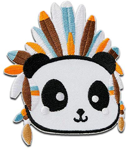 Mono-Quick Indianer Tier Aufnäher, Bügelbild, Aufbügler, Applikationen, Patches, Flicken, zum aufbügeln, Größe: 9,4 x 7,5 cm 16320 Weiß