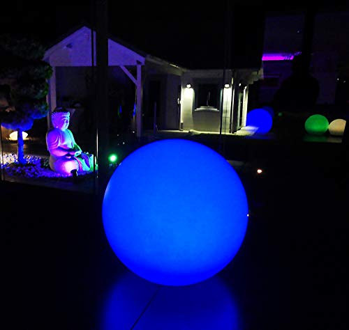 Trango 1er Set SO-002 IP44 LED-Solarleuchte in 25cm Durchmesser Weiß matt mit 3000K warmweiß LED & RGB Farbwechsel LED *SNOWY* Solarkugel Leuchte Leuchtkugel, Außenleuchte, Kugellampe, Gartenleuchte