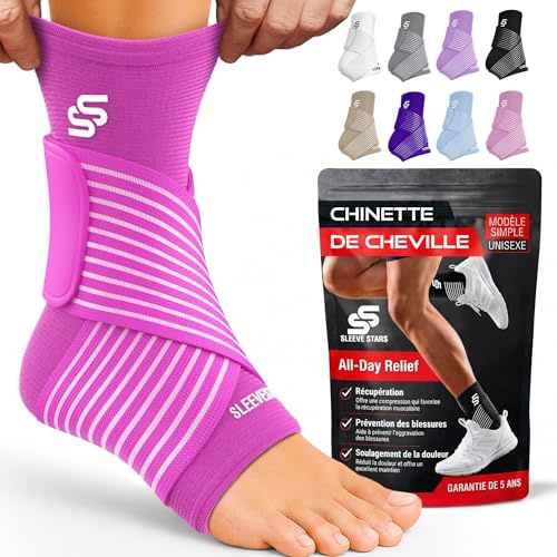 Sleeve Stars Ankle Brace Men & Women Support (Single/M:10-12/Hot Pink) | Plantar Fasciitis, Adjustable Strap, Sprained Wrap, Customizable Foot Support, Achilles Tendonitis Relief, Compression Sleeve