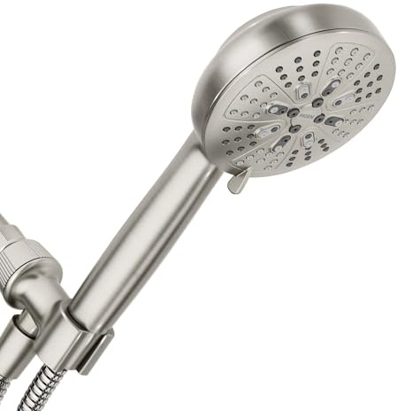 Moen Hydro Energetix High Pressure Shower Head with Handheld Sprayer, 8 Handheld Shower Head Spray Settings, Spot Resist Brushed Nickel Finish, 200H0SRN